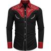 imageCOOFANDY Mens Western Cowboy Shirt Embroidered Button Down Long Sleeve ShirtsCotton  Red  Black