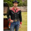 imageCOOFANDY Mens Western Cowboy Shirt Embroidered Button Down Long Sleeve ShirtsCotton  Red  Black