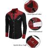 imageCOOFANDY Mens Western Cowboy Shirt Embroidered Button Down Long Sleeve ShirtsCotton  Red  Black