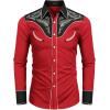 imageCOOFANDY Mens Western Cowboy Shirt Embroidered Button Down Long Sleeve ShirtsCotton  Red
