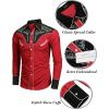 imageCOOFANDY Mens Western Cowboy Shirt Embroidered Button Down Long Sleeve ShirtsCotton  Red