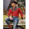 imageCOOFANDY Mens Western Cowboy Shirt Embroidered Button Down Long Sleeve ShirtsCotton  Red