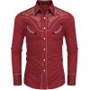 imageCOOFANDY Mens Western Cowboy Shirt Embroidered Button Down Long Sleeve ShirtsCotton  Red2