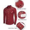 imageCOOFANDY Mens Western Cowboy Shirt Embroidered Button Down Long Sleeve ShirtsCotton  Red2
