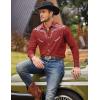 imageCOOFANDY Mens Western Cowboy Shirt Embroidered Button Down Long Sleeve ShirtsCotton  Red2