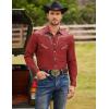 imageCOOFANDY Mens Western Cowboy Shirt Embroidered Button Down Long Sleeve ShirtsCotton  Red2
