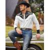imageCOOFANDY Mens Western Cowboy Shirt Embroidered Button Down Long Sleeve ShirtsCotton  White