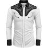 imageCOOFANDY Mens Western Cowboy Shirt Embroidered Button Down Long Sleeve ShirtsCotton  White