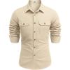 imageCOOFANDY Mens Western Cowboy Shirt Long Sleeve Cotton Button Down Work Shirts with PocketsBeige