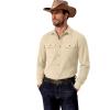 imageCOOFANDY Mens Western Cowboy Shirt Long Sleeve Cotton Button Down Work Shirts with PocketsBeige