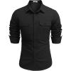 imageCOOFANDY Mens Western Cowboy Shirt Long Sleeve Cotton Button Down Work Shirts with PocketsBlack