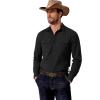 imageCOOFANDY Mens Western Cowboy Shirt Long Sleeve Cotton Button Down Work Shirts with PocketsBlack