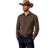 imageCOOFANDY Mens Western Cowboy Shirt Long Sleeve Cotton Button Down Work Shirts with PocketsBrown