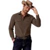 imageCOOFANDY Mens Western Cowboy Shirt Long Sleeve Cotton Button Down Work Shirts with PocketsBrown