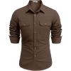 imageCOOFANDY Mens Western Cowboy Shirt Long Sleeve Cotton Button Down Work Shirts with PocketsBrown