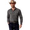 imageCOOFANDY Mens Western Cowboy Shirt Long Sleeve Cotton Button Down Work Shirts with PocketsDark Grey