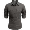 imageCOOFANDY Mens Western Cowboy Shirt Long Sleeve Cotton Button Down Work Shirts with PocketsDark Grey