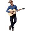 imageCOOFANDY Mens Western Cowboy Shirt Long Sleeve Cotton Button Down Work Shirts with PocketsDenim Blue