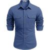 imageCOOFANDY Mens Western Cowboy Shirt Long Sleeve Cotton Button Down Work Shirts with PocketsDenim Blue