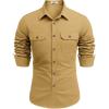 imageCOOFANDY Mens Western Cowboy Shirt Long Sleeve Cotton Button Down Work Shirts with PocketsKhaki