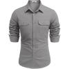 imageCOOFANDY Mens Western Cowboy Shirt Long Sleeve Cotton Button Down Work Shirts with PocketsLight Grey