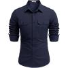 imageCOOFANDY Mens Western Cowboy Shirt Long Sleeve Cotton Button Down Work Shirts with PocketsNavy Blue
