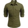 imageCOOFANDY Mens Western Cowboy Shirt Long Sleeve Cotton Button Down Work Shirts with PocketsOlive Green
