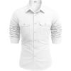 imageCOOFANDY Mens Western Cowboy Shirt Long Sleeve Cotton Button Down Work Shirts with PocketsWhite