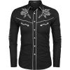imageCOOFANDY Mens Western Cowboy Shirt Long Sleeve Embroidered Shirt Slim Fit Cotton Casual Button Down Shirt01black