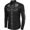 imageCOOFANDY Mens Western Cowboy Shirt Long Sleeve Embroidered Shirt Slim Fit Cotton Casual Button Down Shirt01black