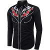 imageCOOFANDY Mens Western Cowboy Shirt Long Sleeve Embroidered Shirt Slim Fit Cotton Casual Button Down ShirtBlack Retro Rose
