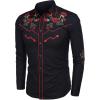 imageCOOFANDY Mens Western Cowboy Shirt Long Sleeve Embroidered Shirt Slim Fit Cotton Casual Button Down ShirtBlack Rose