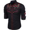 imageCOOFANDY Mens Western Cowboy Shirt Long Sleeve Embroidered Shirt Slim Fit Cotton Casual Button Down ShirtBlack Rose