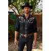 imageCOOFANDY Mens Western Cowboy Shirt Long Sleeve Embroidered Shirt Slim Fit Cotton Casual Button Down ShirtBlackpat8
