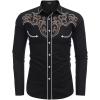 imageCOOFANDY Mens Western Cowboy Shirt Long Sleeve Embroidered Shirt Slim Fit Cotton Casual Button Down ShirtBlackpat9
