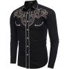 imageCOOFANDY Mens Western Cowboy Shirt Long Sleeve Embroidered Shirt Slim Fit Cotton Casual Button Down ShirtBlackpat9