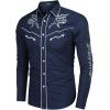 imageCOOFANDY Mens Western Cowboy Shirt Long Sleeve Embroidered Shirt Slim Fit Cotton Casual Button Down ShirtBlue