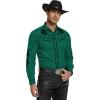 imageCOOFANDY Mens Western Cowboy Shirt Long Sleeve Embroidered Shirt Slim Fit Cotton Casual Button Down ShirtGreen