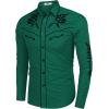 imageCOOFANDY Mens Western Cowboy Shirt Long Sleeve Embroidered Shirt Slim Fit Cotton Casual Button Down ShirtGreen