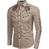 imageCOOFANDY Mens Western Cowboy Shirt Long Sleeve Embroidered Shirt Slim Fit Cotton Casual Button Down ShirtKhaki