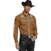 imageCOOFANDY Mens Western Cowboy Shirt Long Sleeve Embroidered Shirt Slim Fit Cotton Casual Button Down ShirtLight Brown