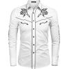 imageCOOFANDY Mens Western Cowboy Shirt Long Sleeve Embroidered Shirt Slim Fit Cotton Casual Button Down ShirtWhite