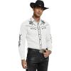 imageCOOFANDY Mens Western Cowboy Shirt Long Sleeve Embroidered Shirt Slim Fit Cotton Casual Button Down ShirtWhite