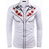 imageCOOFANDY Mens Western Cowboy Shirt Long Sleeve Embroidered Shirt Slim Fit Cotton Casual Button Down ShirtWhite Retro Rose