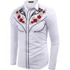 imageCOOFANDY Mens Western Cowboy Shirt Long Sleeve Embroidered Shirt Slim Fit Cotton Casual Button Down ShirtWhite Retro Rose