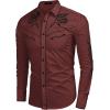 imageCOOFANDY Mens Western Cowboy Shirt Long Sleeve Embroidered Shirt Slim Fit Cotton Casual Button Down ShirtWine Red
