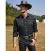 imageCOOFANDY Mens Western Cowboy Shirts Long Sleeve Cotton Casual Button Down Work Shirt with Pockets01black