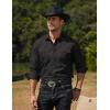imageCOOFANDY Mens Western Cowboy Shirts Long Sleeve Cotton Casual Button Down Work Shirt with PocketsBlack  Red