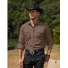 imageCOOFANDY Mens Western Cowboy Shirts Long Sleeve Cotton Casual Button Down Work Shirt with PocketsBrown  Black