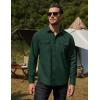 imageCOOFANDY Mens Western Cowboy Shirts Long Sleeve Cotton Casual Button Down Work Shirt with PocketsGreen
